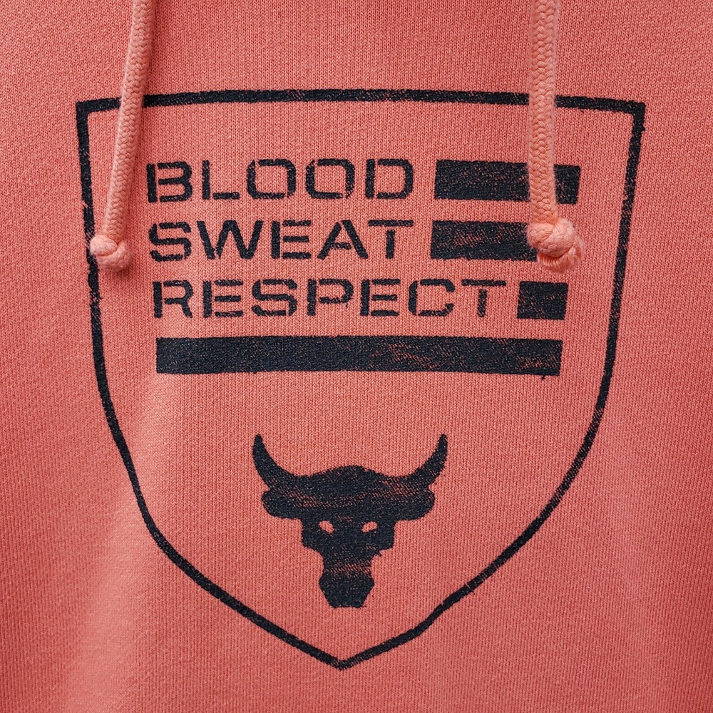 Under Armour Sleeveless Hoodie Orange Blood Sweat Respect Gym Bro Athletic XL